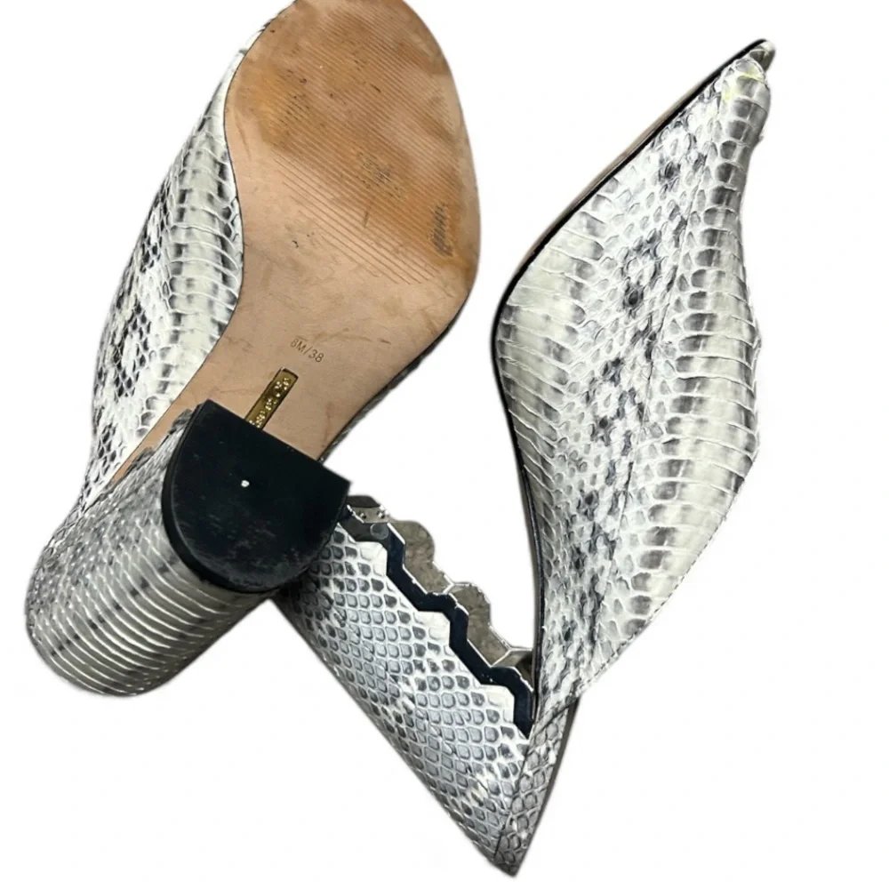 Louise Et Cie Korella Leather Snakeskin Print Heels Mules Size 8M